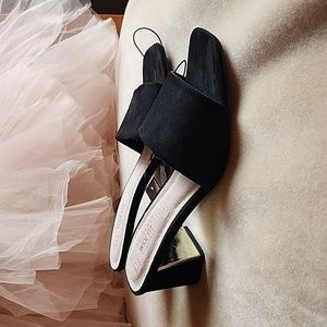 Dressy low-heeled slides